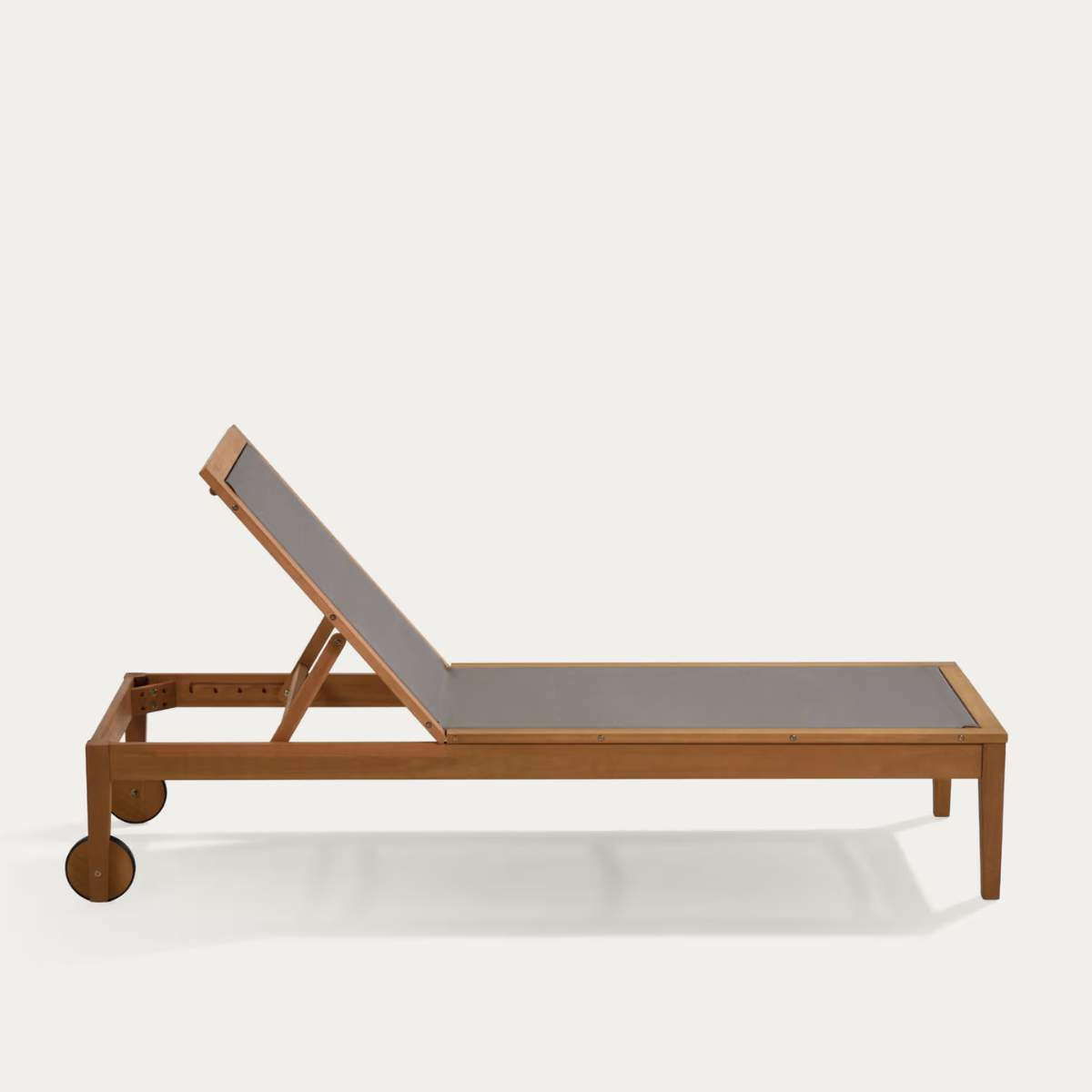 Kave Home Caterin solid eucalyptus wood outdoor sun lounger in beige, FSC 100%