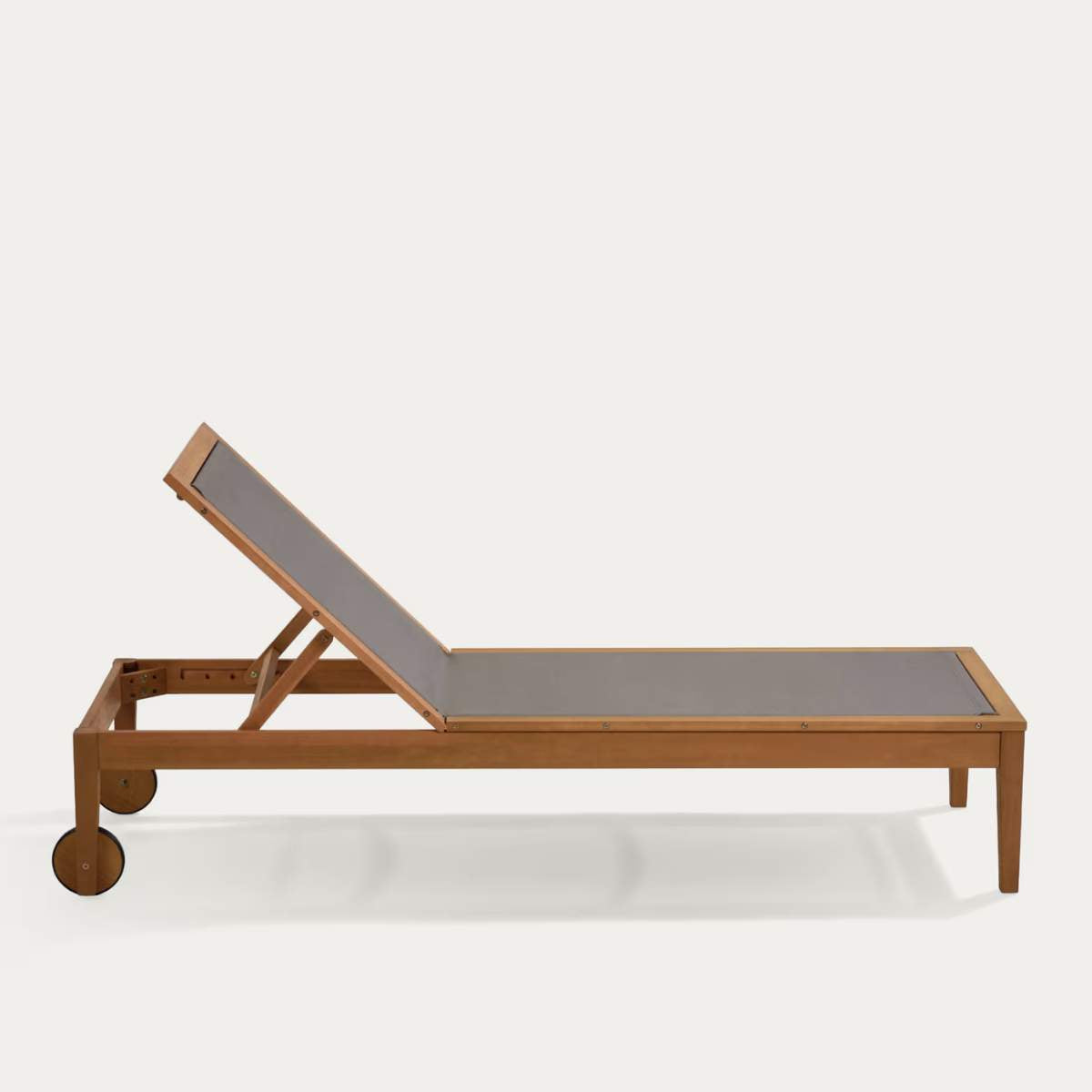 Kave Home Caterin solid eucalyptus wood outdoor sun lounger in beige, FSC 100%
