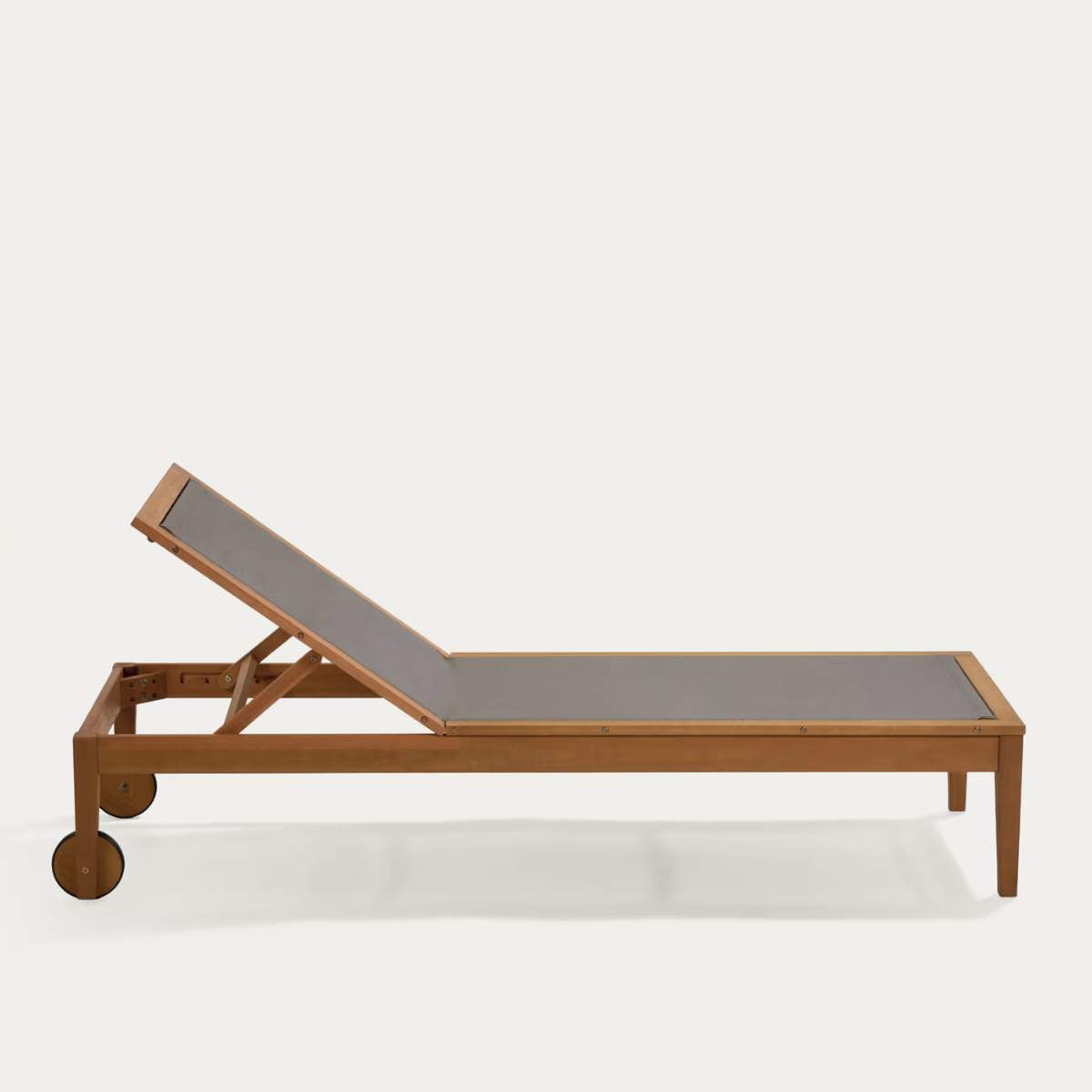 Kave Home Caterin solid eucalyptus wood outdoor sun lounger in beige, FSC 100%