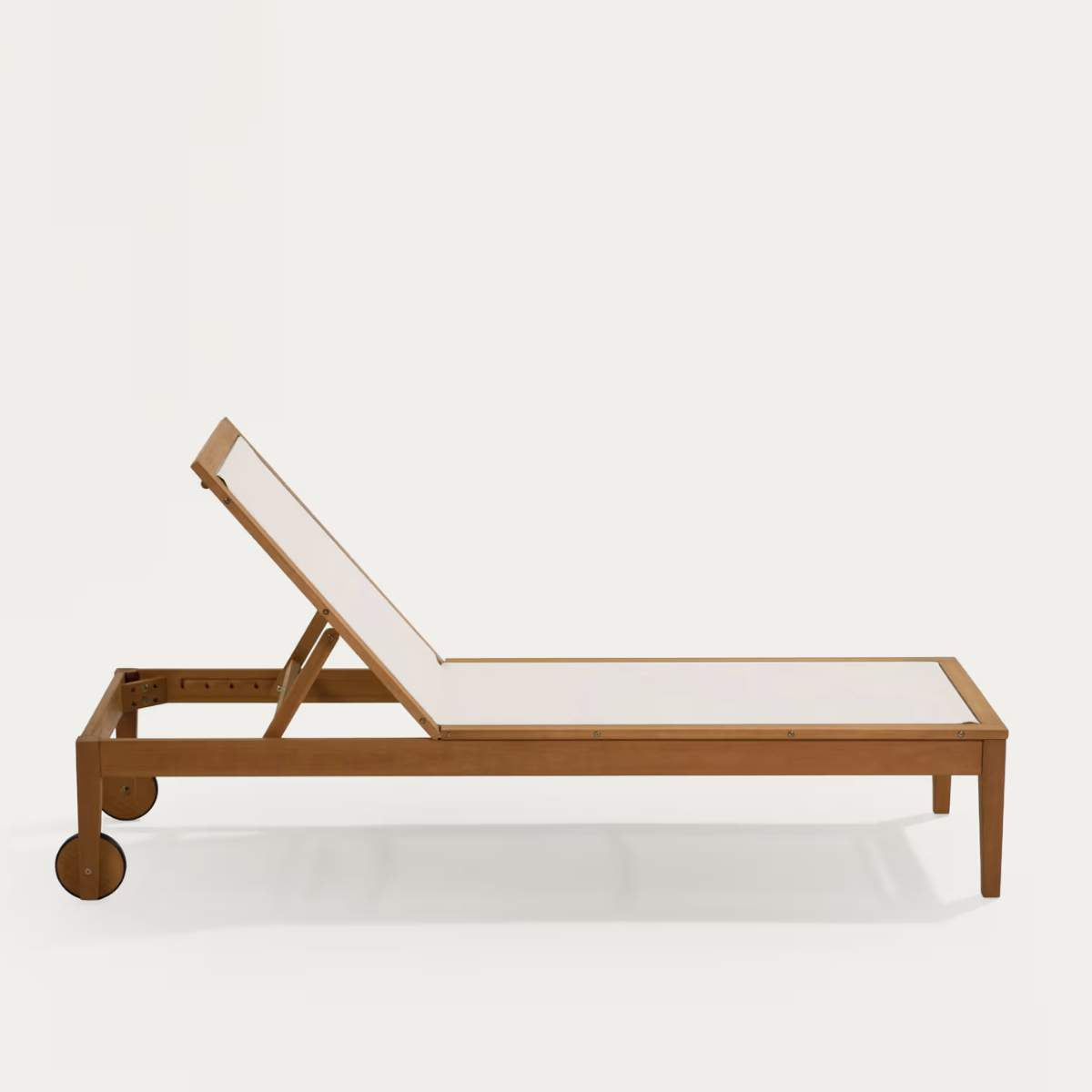 Kave Home Caterin solid eucalyptus wood outdoor sun lounger in beige, FSC 100%