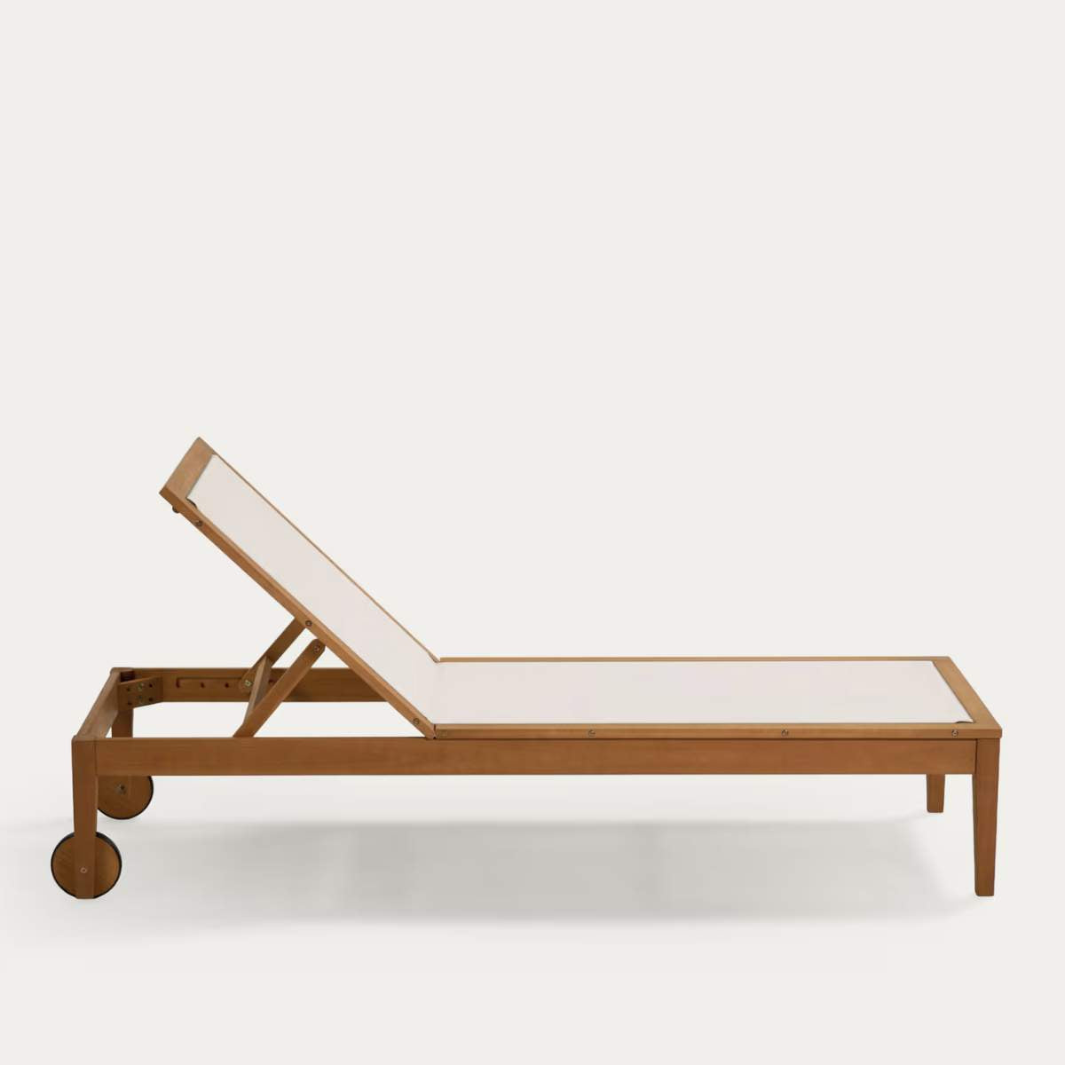 Kave Home Caterin solid eucalyptus wood outdoor sun lounger in beige, FSC 100%