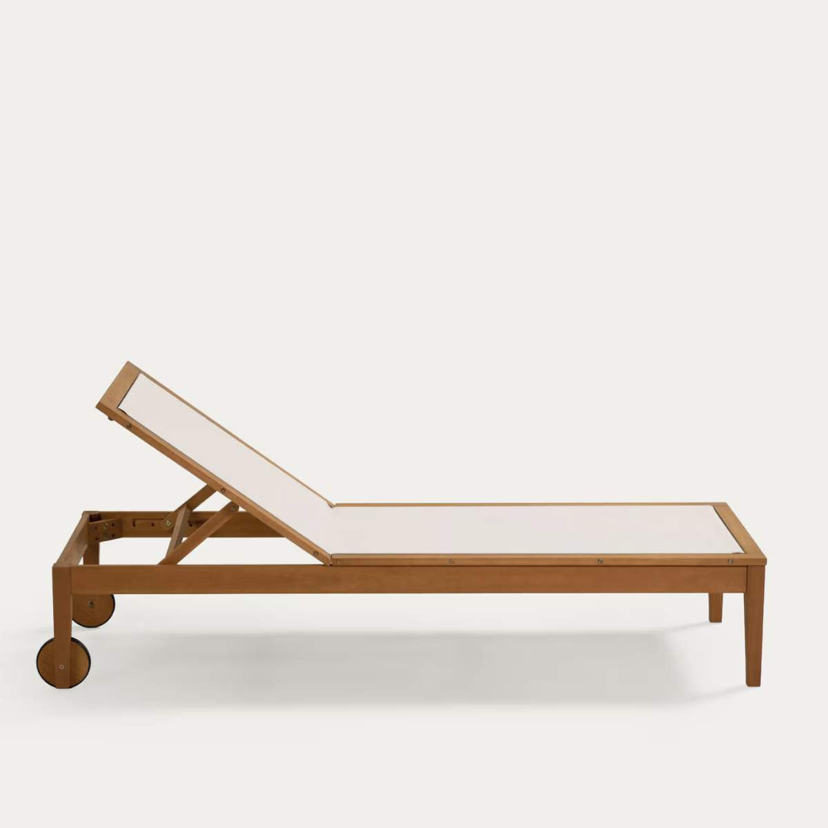 Kave Home Caterin solid eucalyptus wood outdoor sun lounger in beige, FSC 100%