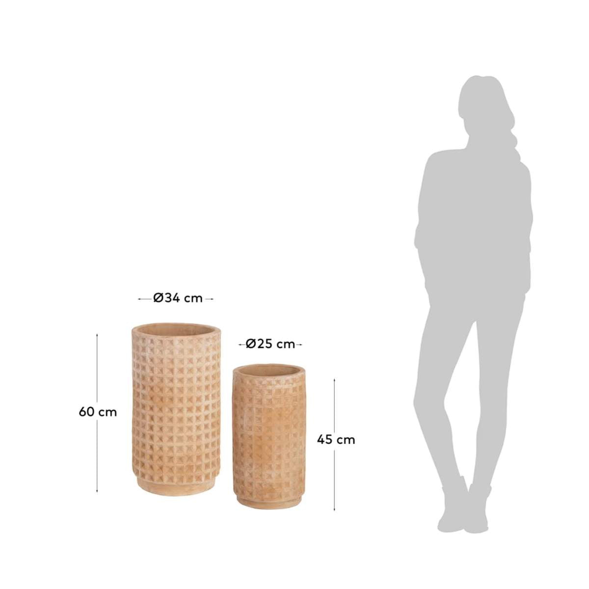 Kave Home Celi set of 2 terracota plant pots, Ø 34 cm / Ø 25 cm