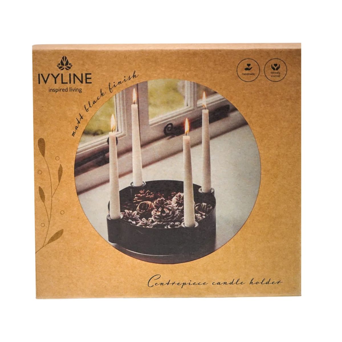 Ivyline Centrepiece Candle Holder in Black H7Cm W25Cm
