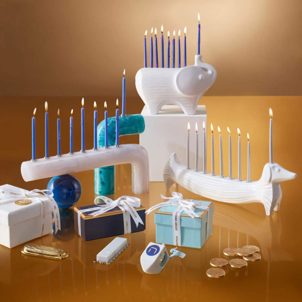 Jonathan Adler Ceramic Dachshund Menorah
