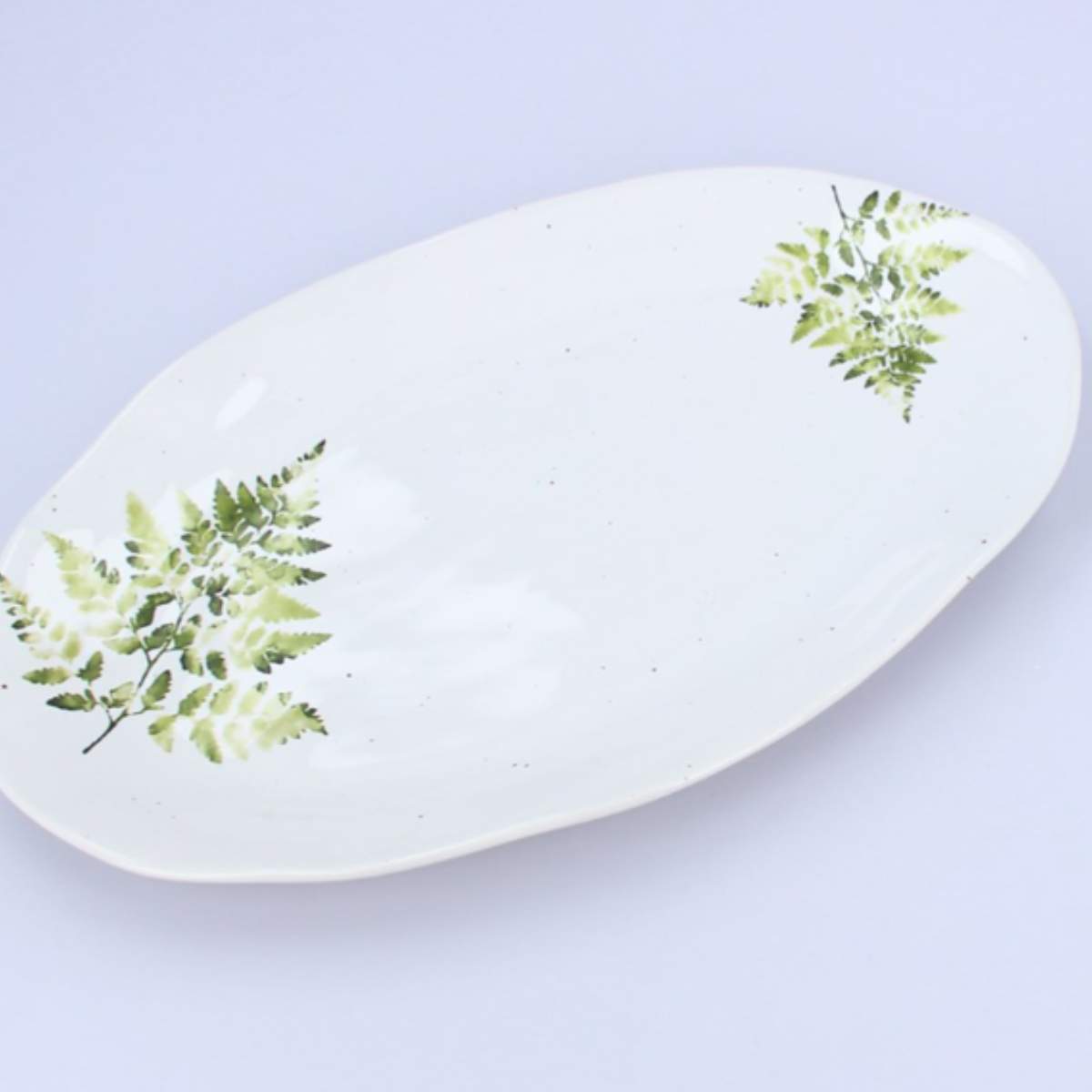 Gisela Graham Ceramic Oval Plate - White Fern