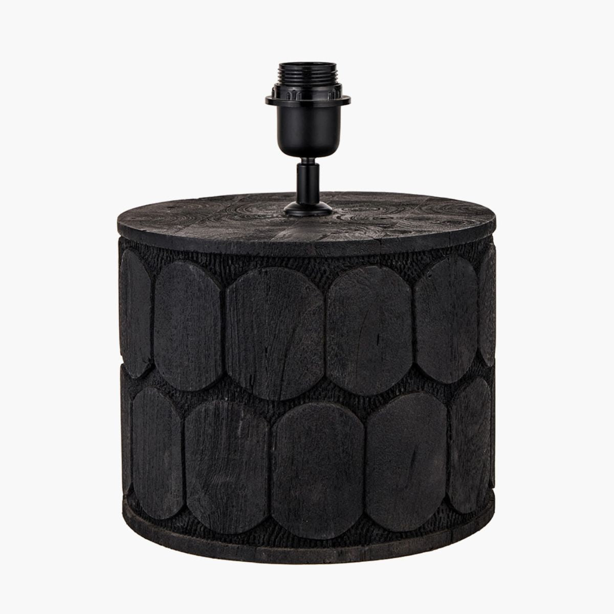 Pacific Lifestyle Cezara Embossed Black Wood Wide Table Lamp Base
