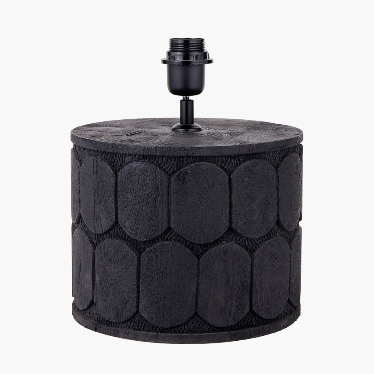 Pacific Lifestyle Cezara Embossed Black Wood Wide Table Lamp Base