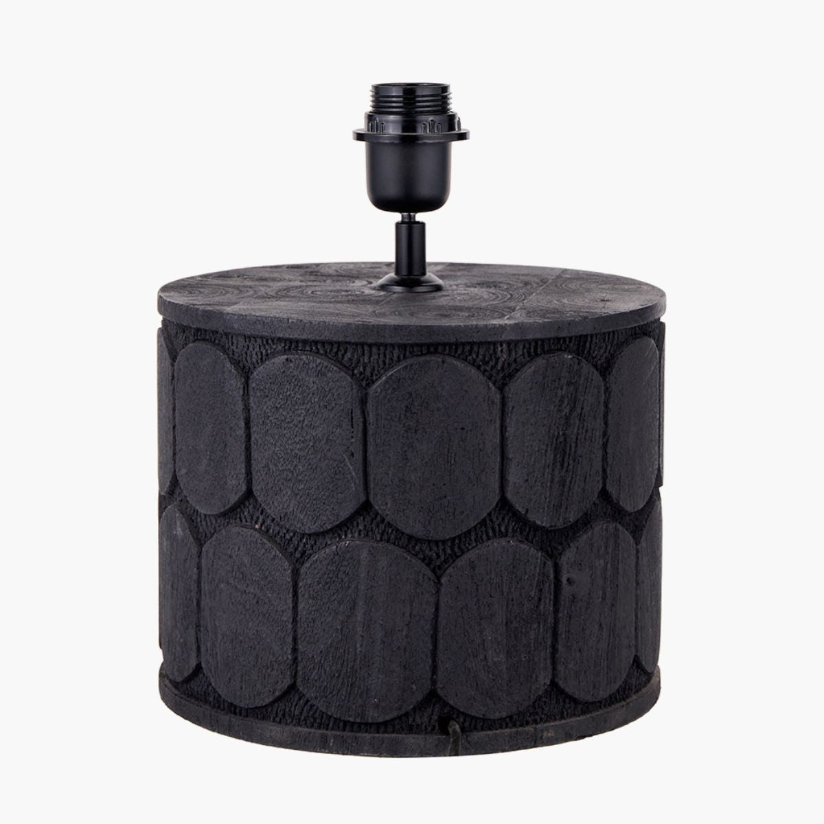 Pacific Lifestyle Cezara Embossed Black Wood Wide Table Lamp Base