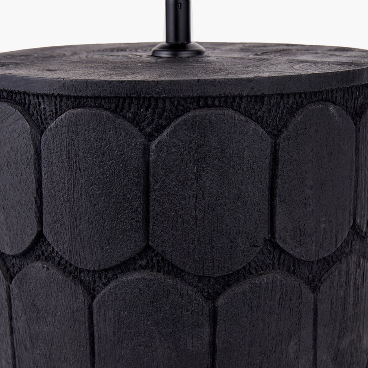 Pacific Lifestyle Cezara Embossed Black Wood Wide Table Lamp Base