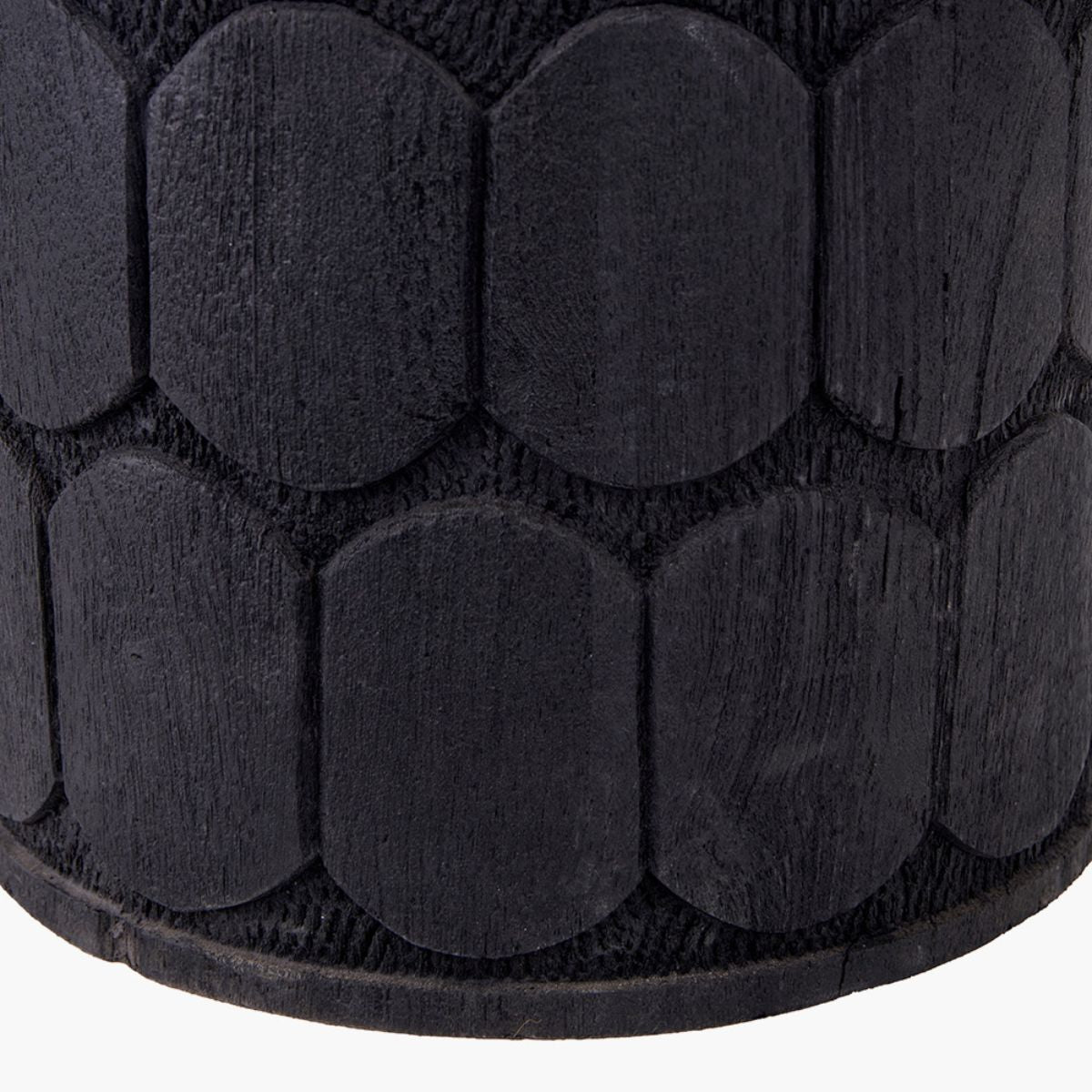Pacific Lifestyle Cezara Embossed Black Wood Wide Table Lamp Base