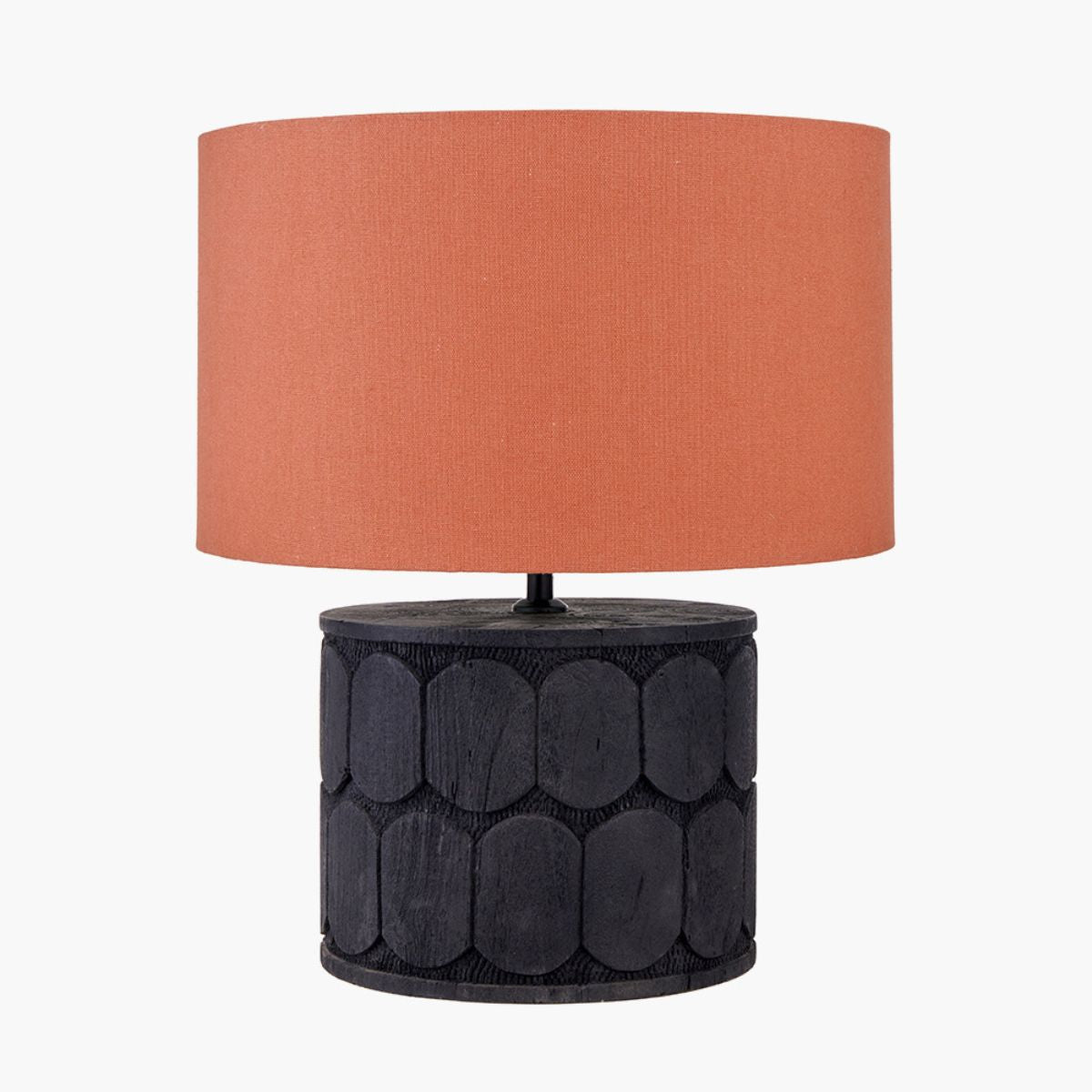 Pacific Lifestyle Cezara Embossed Black Wood Wide Table Lamp Base