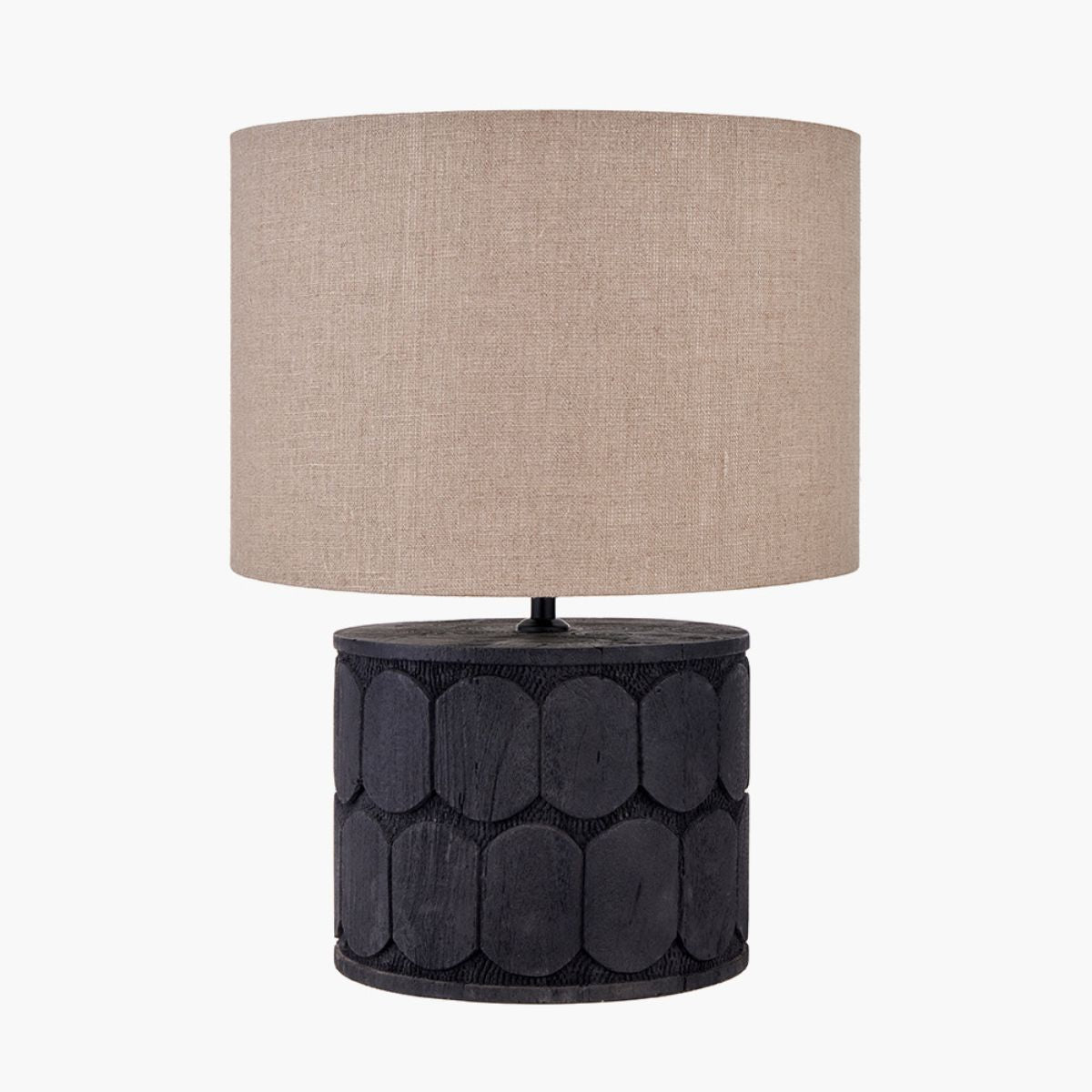 Pacific Lifestyle Cezara Embossed Black Wood Wide Table Lamp Base