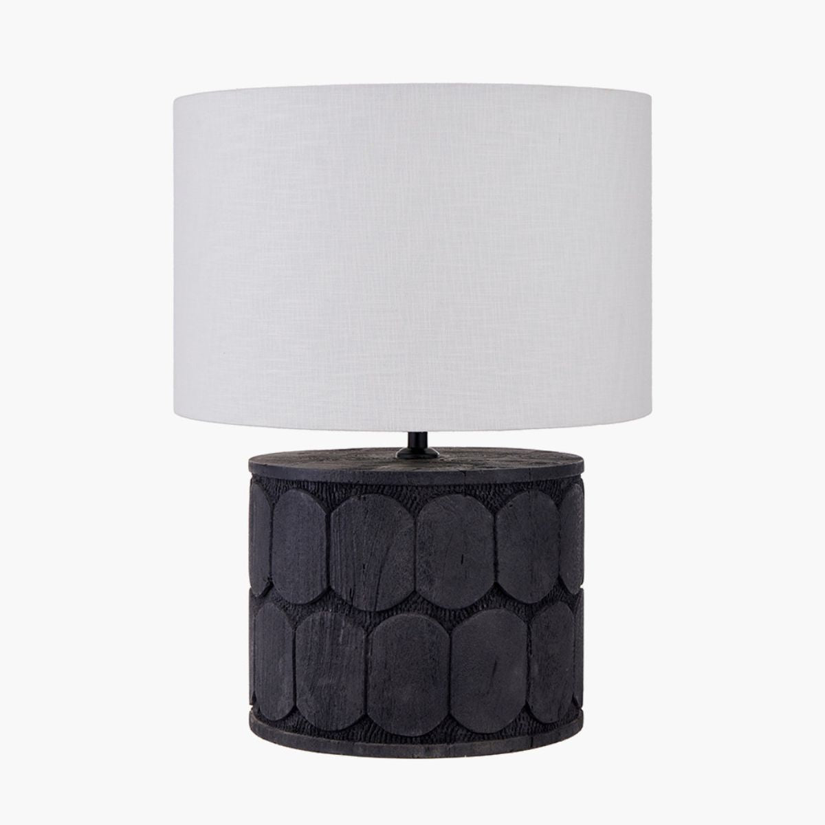 Pacific Lifestyle Cezara Embossed Black Wood Wide Table Lamp Base