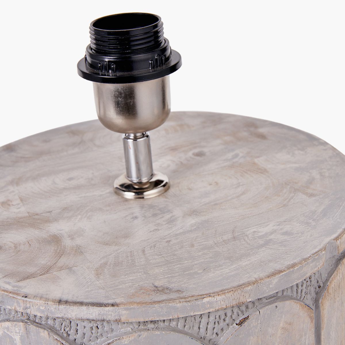 Pacific Lifestyle Cezara Embossed Grey Wood Wide Table Lamp Base
