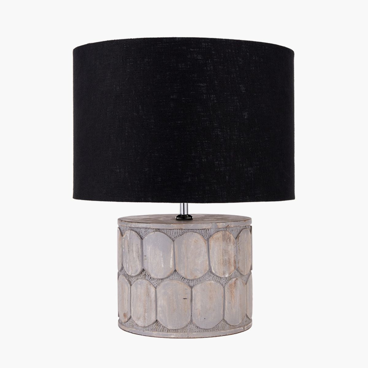 Pacific Lifestyle Cezara Embossed Grey Wood Wide Table Lamp Base
