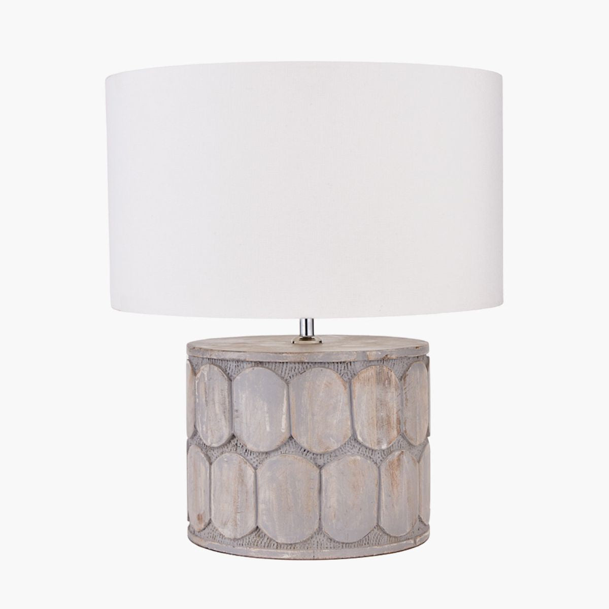 Pacific Lifestyle Cezara Embossed Grey Wood Wide Table Lamp Base