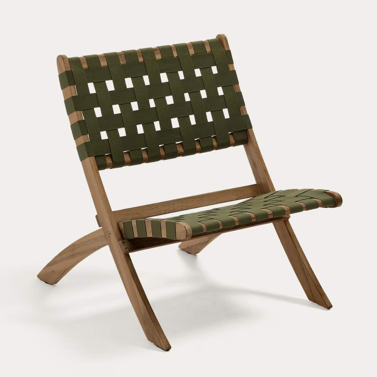 Kave Home FSC 100% green cord and solid acacia wood Chabeli folding chair