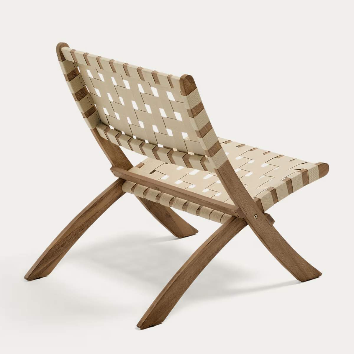 Kave Home FSC 100% green cord and solid acacia wood Chabeli folding chair
