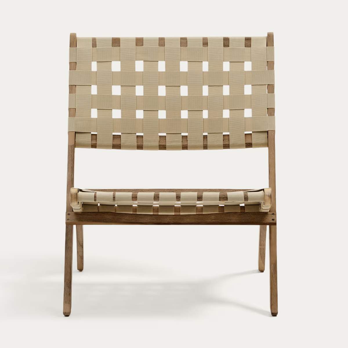 Kave Home FSC 100% green cord and solid acacia wood Chabeli folding chair