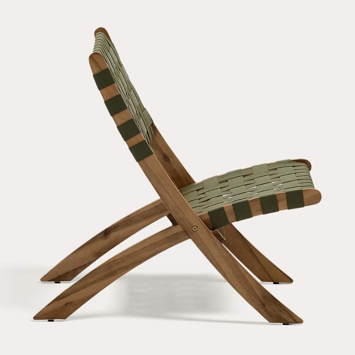 Kave Home FSC 100% green cord and solid acacia wood Chabeli folding chair