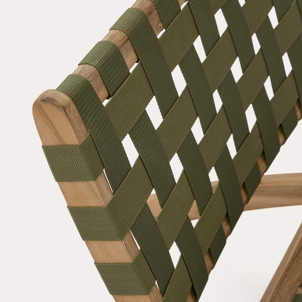 Kave Home FSC 100% green cord and solid acacia wood Chabeli folding chair