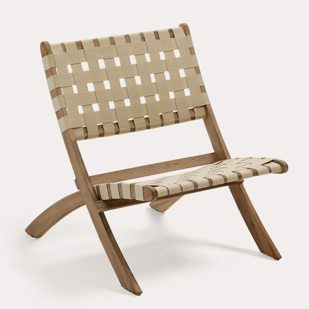 Kave Home FSC 100% green cord and solid acacia wood Chabeli folding chair