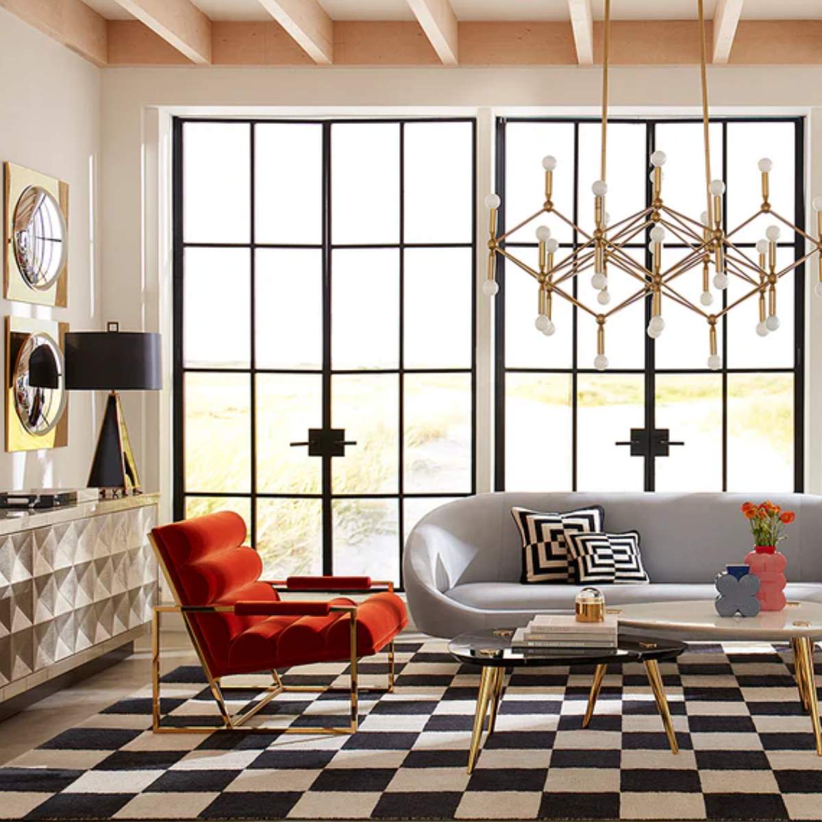 Jonathan Adler Channeled Goldfinger Lounge Chair