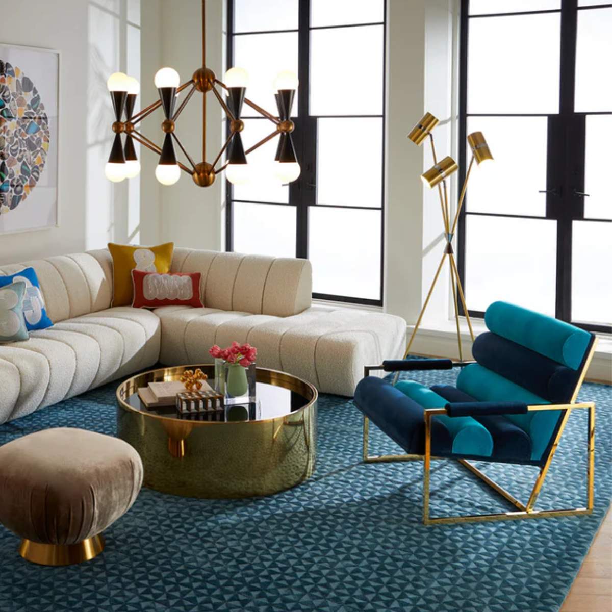 Jonathan Adler Channeled Goldfinger Lounge Chair