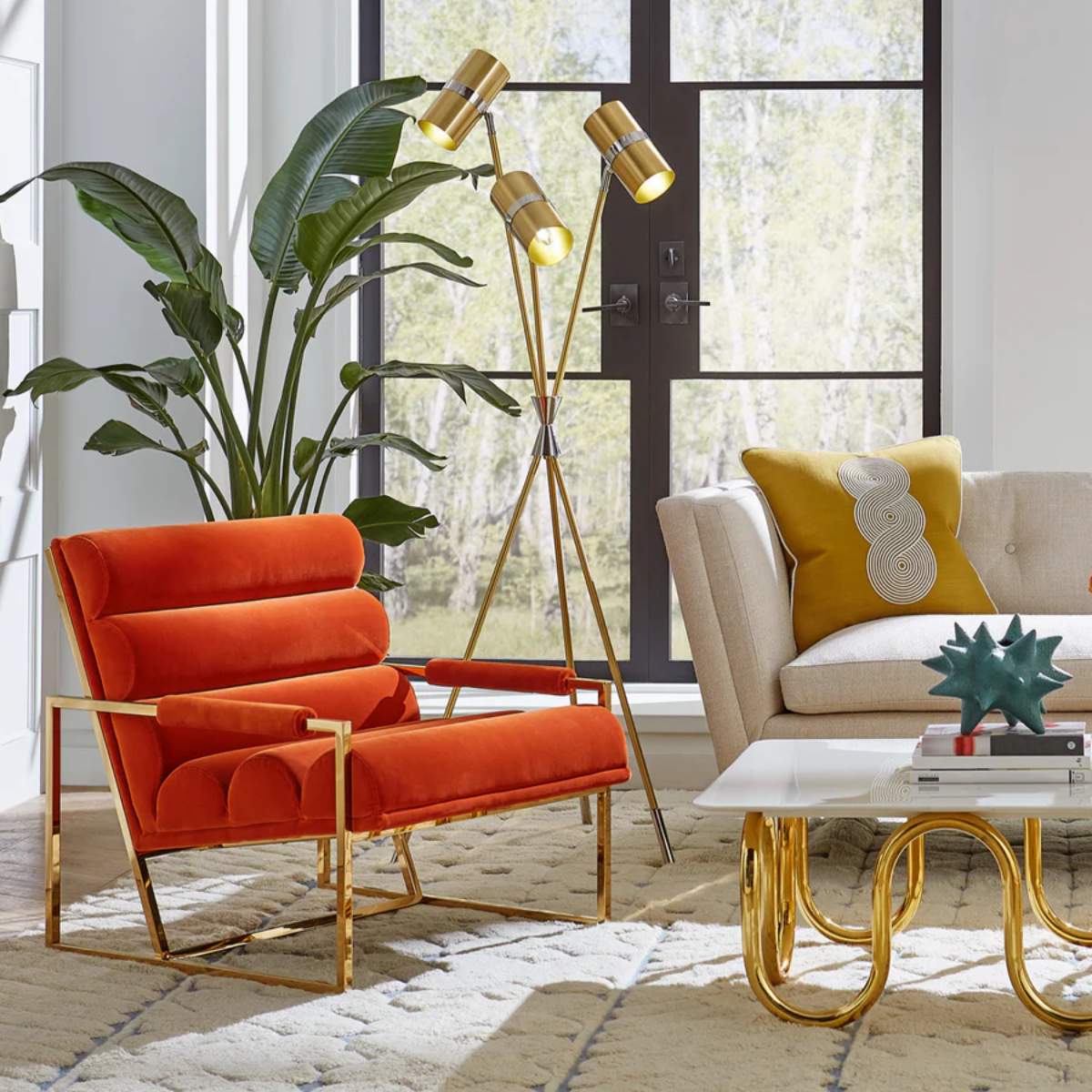 Jonathan Adler Channeled Goldfinger Lounge Chair