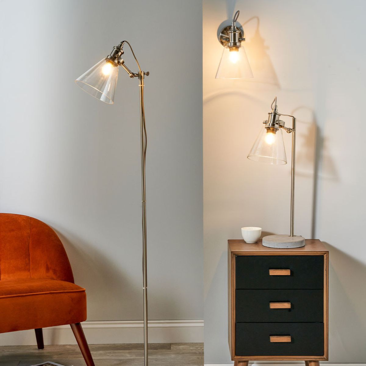 Pacific Lifestyle Chaplin Concrete and Brushed Chrome Table Lamp