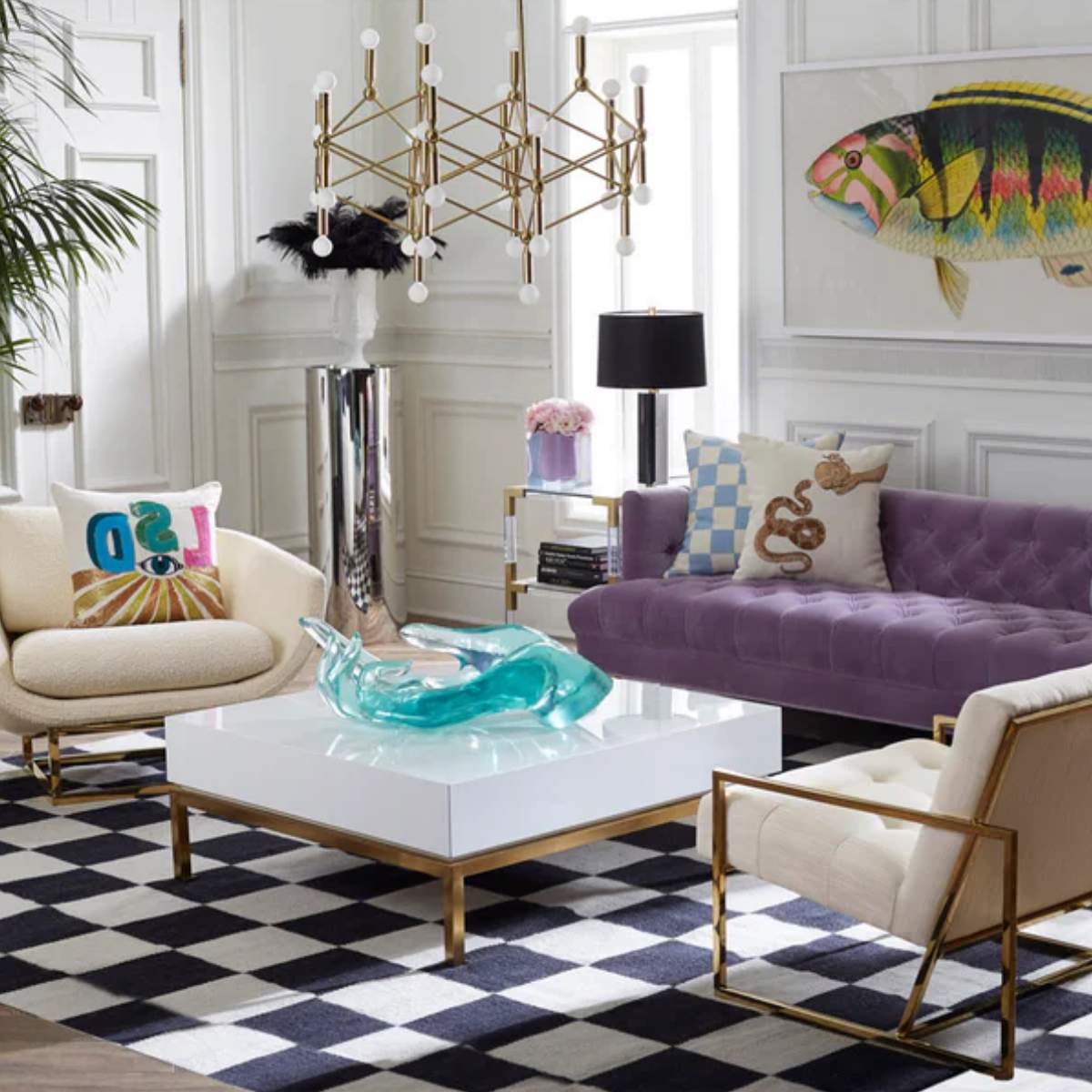 Jonathan Adler Checkerboard Large Scale Flatweave Rug