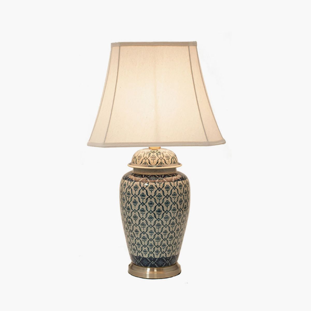 Pacific Lifestyle Chika Blue and White Ceramic Ginger Jar Table Lamp