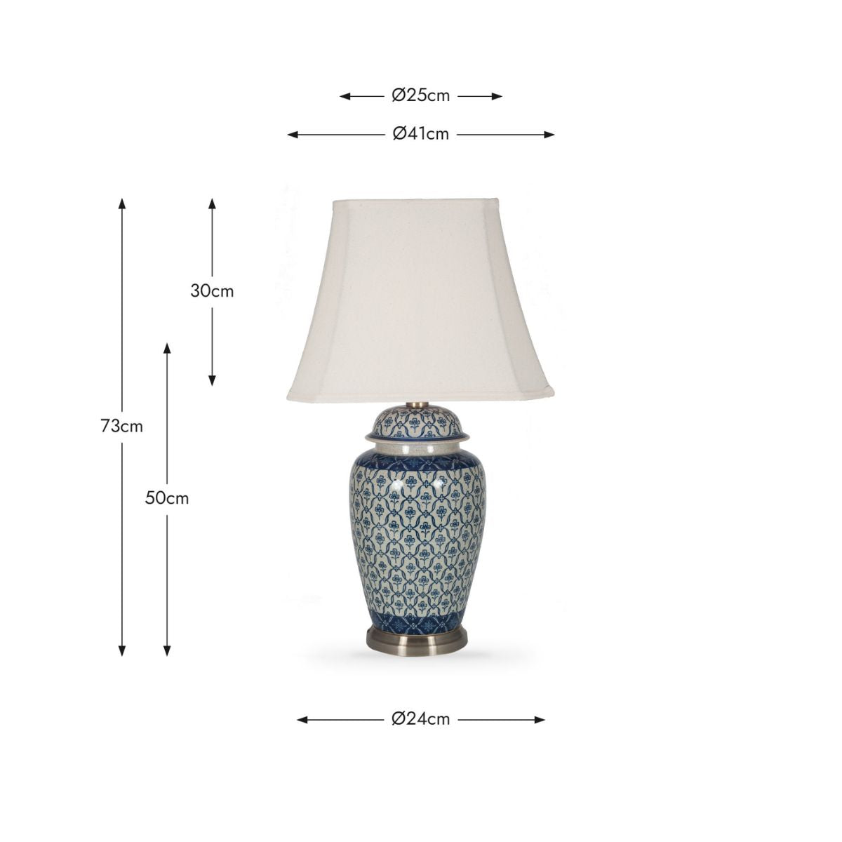 Pacific Lifestyle Chika Blue and White Ceramic Ginger Jar Table Lamp