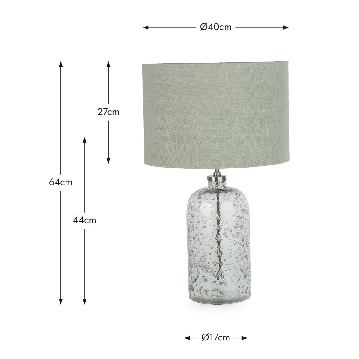 Designers Guild Chinon Glass Table Lamp Base and Shade Moss