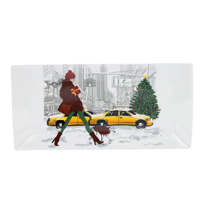 Mindy Brownes Christmas in New York City Set of 2 Platters