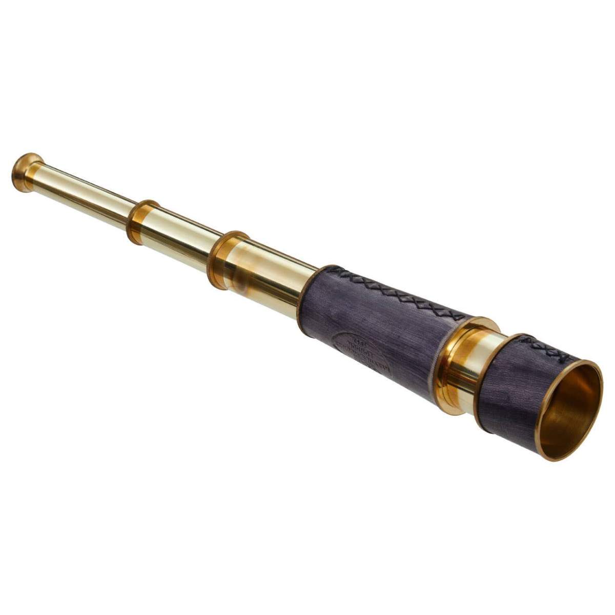Beaumonde Home Churchill Brass and Black Leather Effect Tapered Telescope