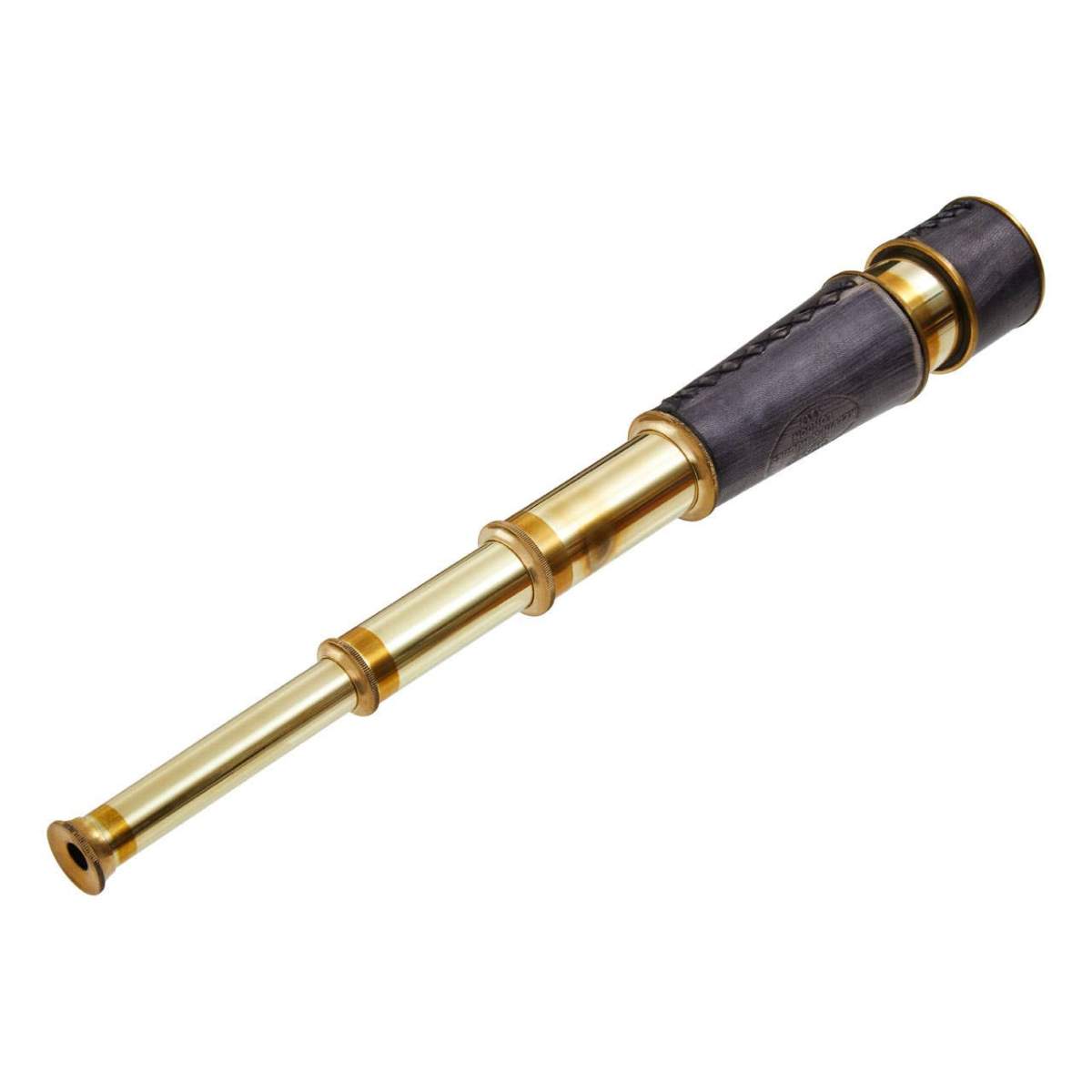 Beaumonde Home Churchill Brass and Black Leather Effect Tapered Telescope