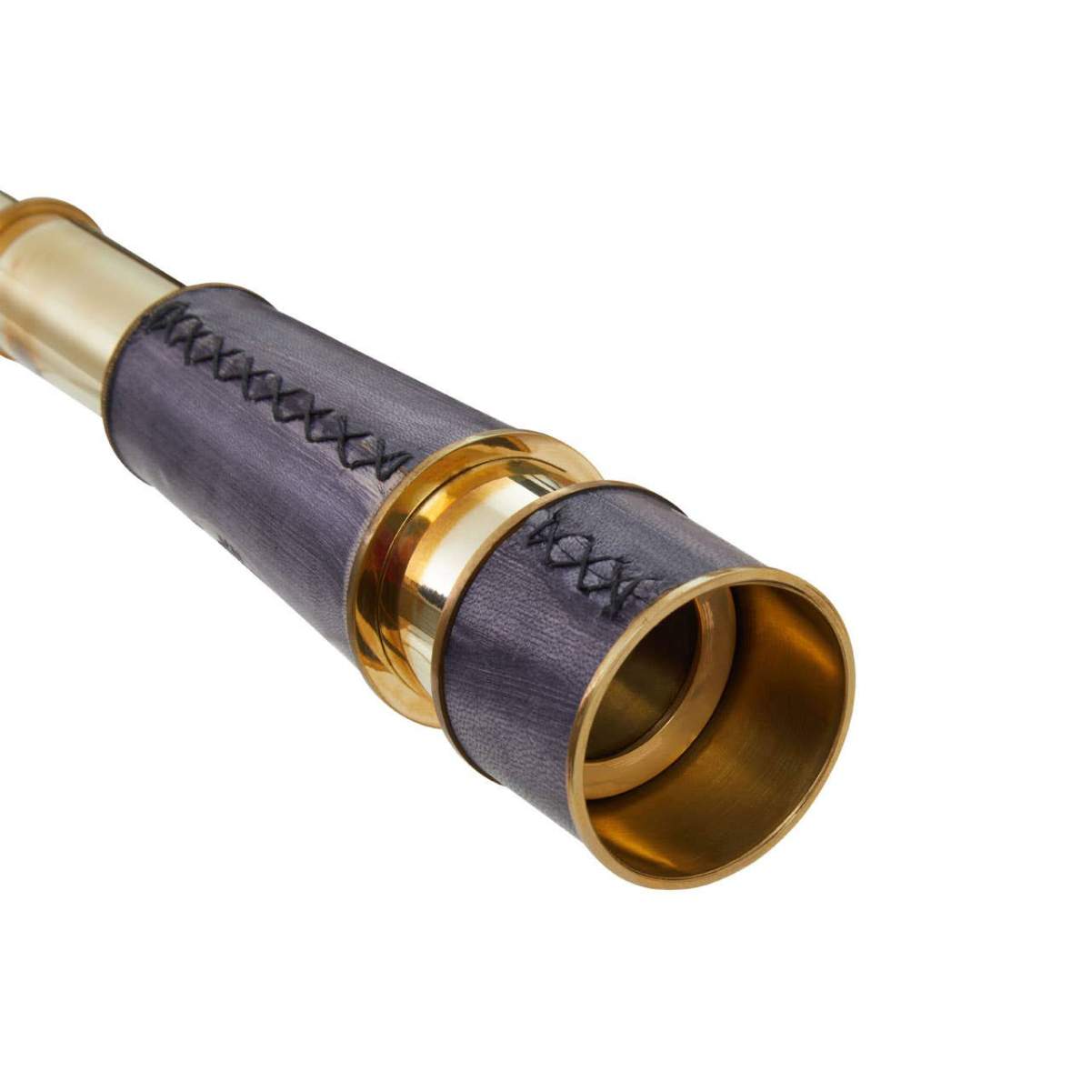 Beaumonde Home Churchill Brass and Black Leather Effect Tapered Telescope