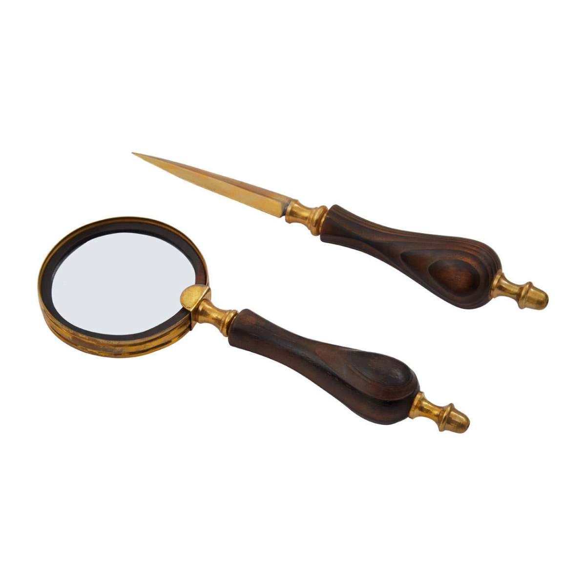 Beaumonde Home Churchill Brown Mango Wood Magnifying Glass and Letter Opener