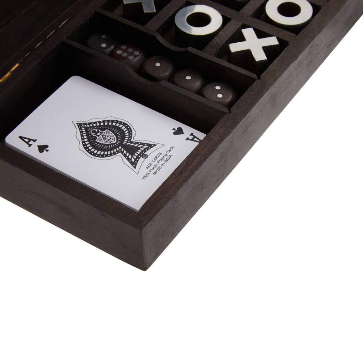 Beaumonde Home Churchill Games 3 In 1 Noughts and Crosses Dice and Playing Cards Set