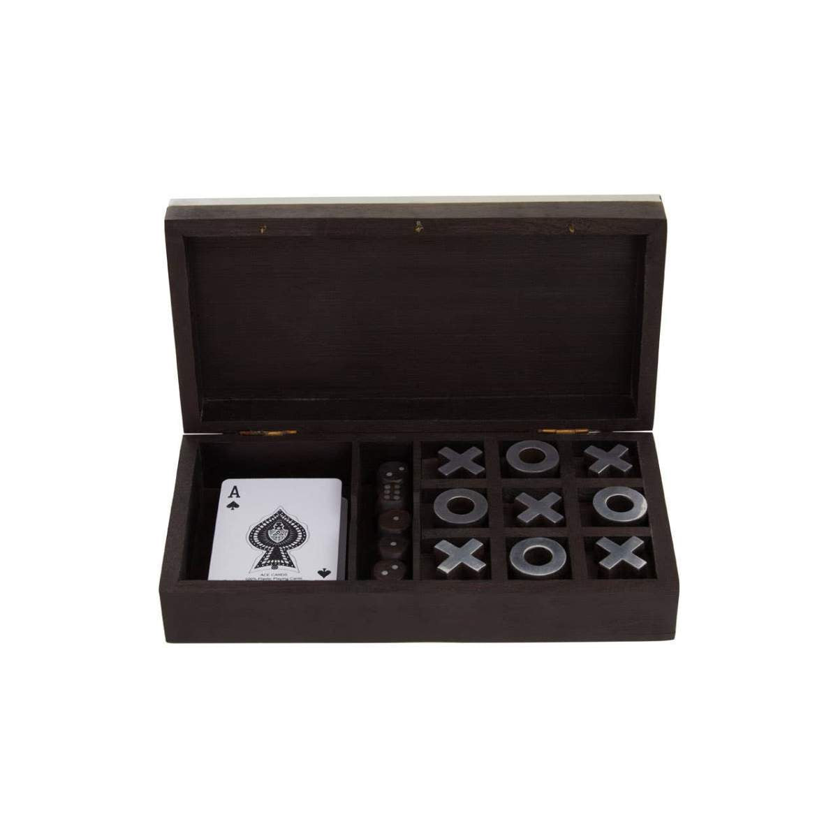 Beaumonde Home Churchill Games 3 In 1 Noughts and Crosses Dice and Playing Cards Set