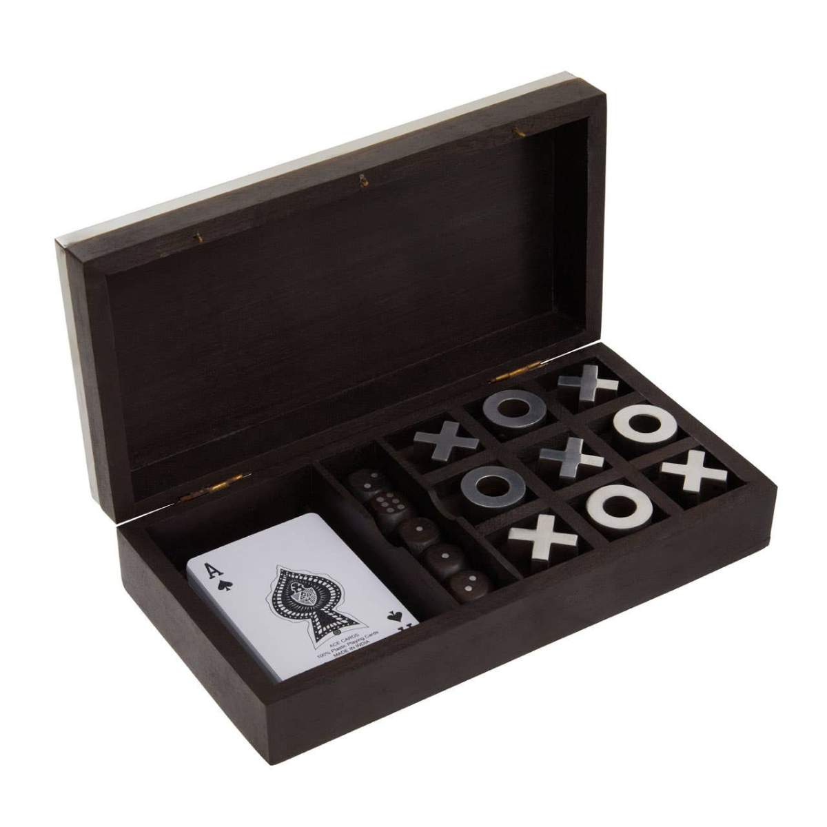 Beaumonde Home Churchill Games 3 In 1 Noughts and Crosses Dice and Playing Cards Set