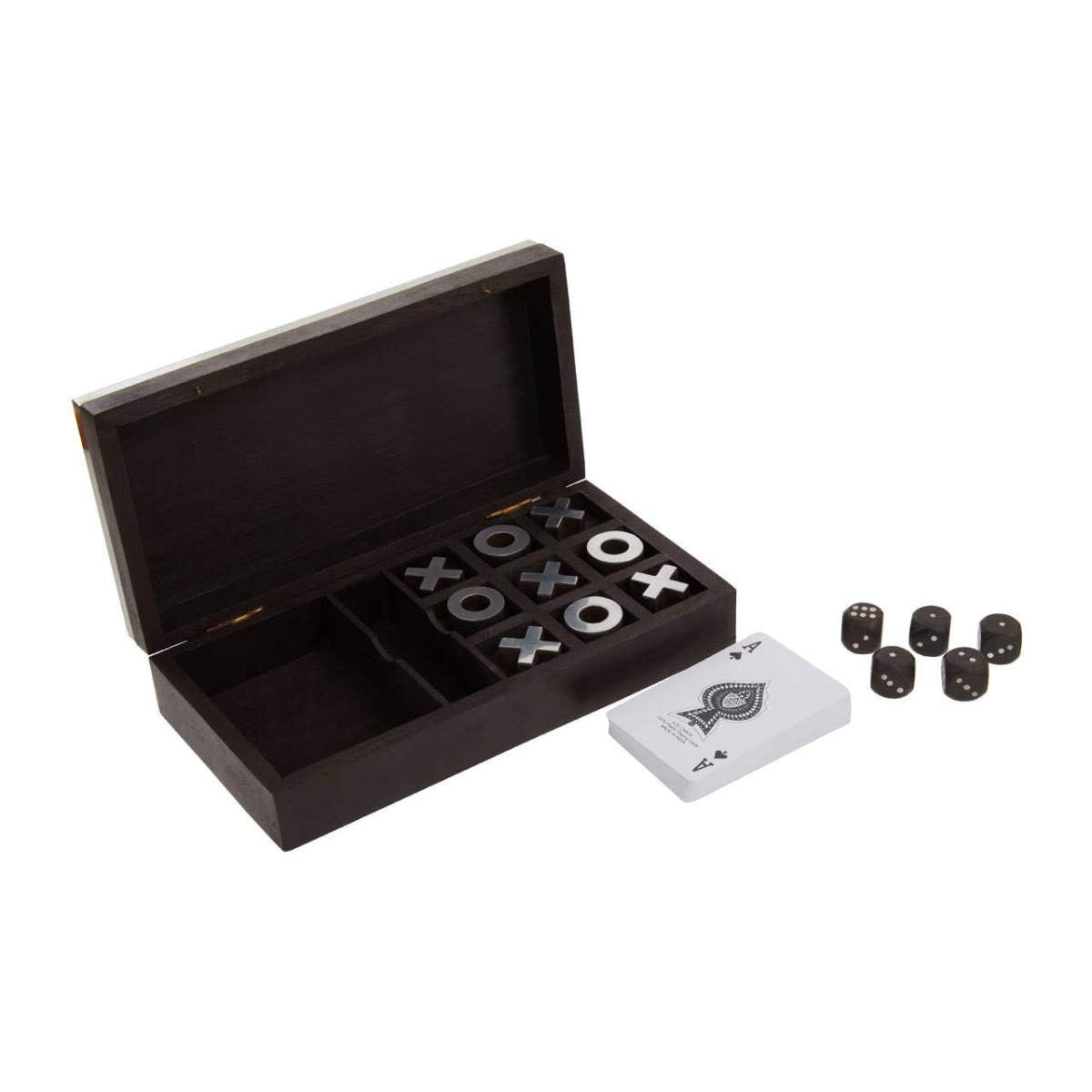 Beaumonde Home Churchill Games 3 In 1 Noughts and Crosses Dice and Playing Cards Set