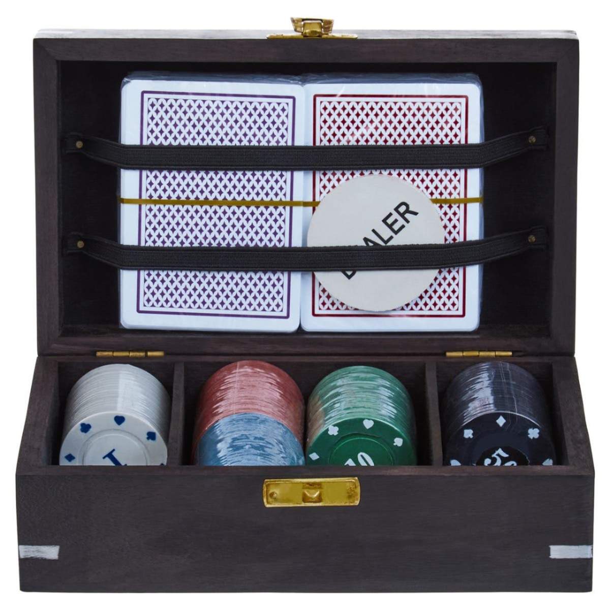 Beaumonde Home Churchill Games Black Sheesham Wood Poker Set