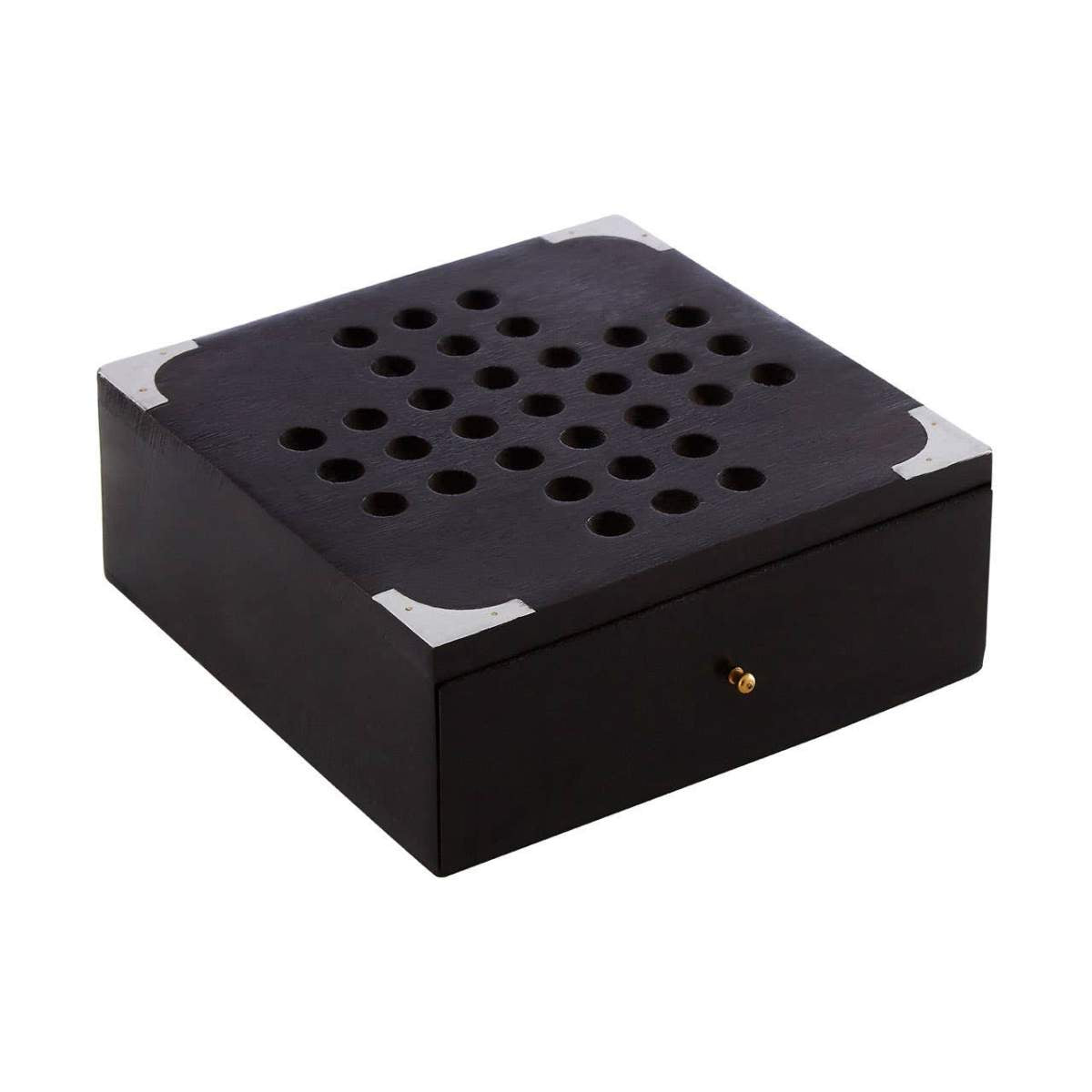 Beaumonde Home Churchill Games Black Sheesham Wood Solitaire Games Box