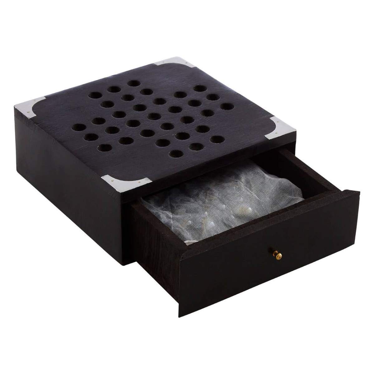 Beaumonde Home Churchill Games Black Sheesham Wood Solitaire Games Box