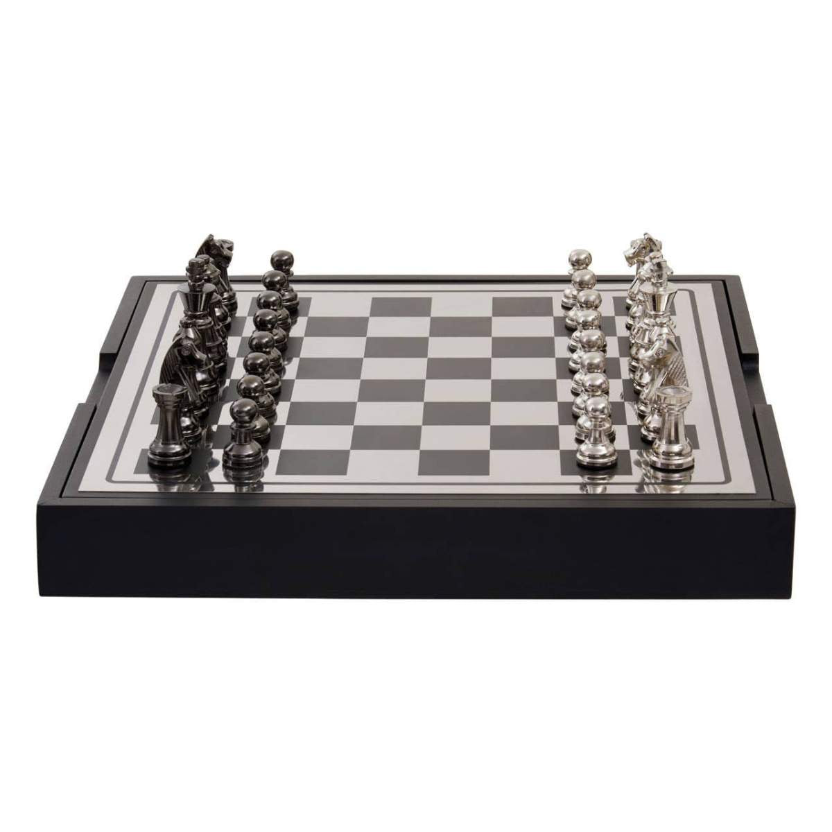Beaumonde Home Churchill Games Black and Silver Chess Set