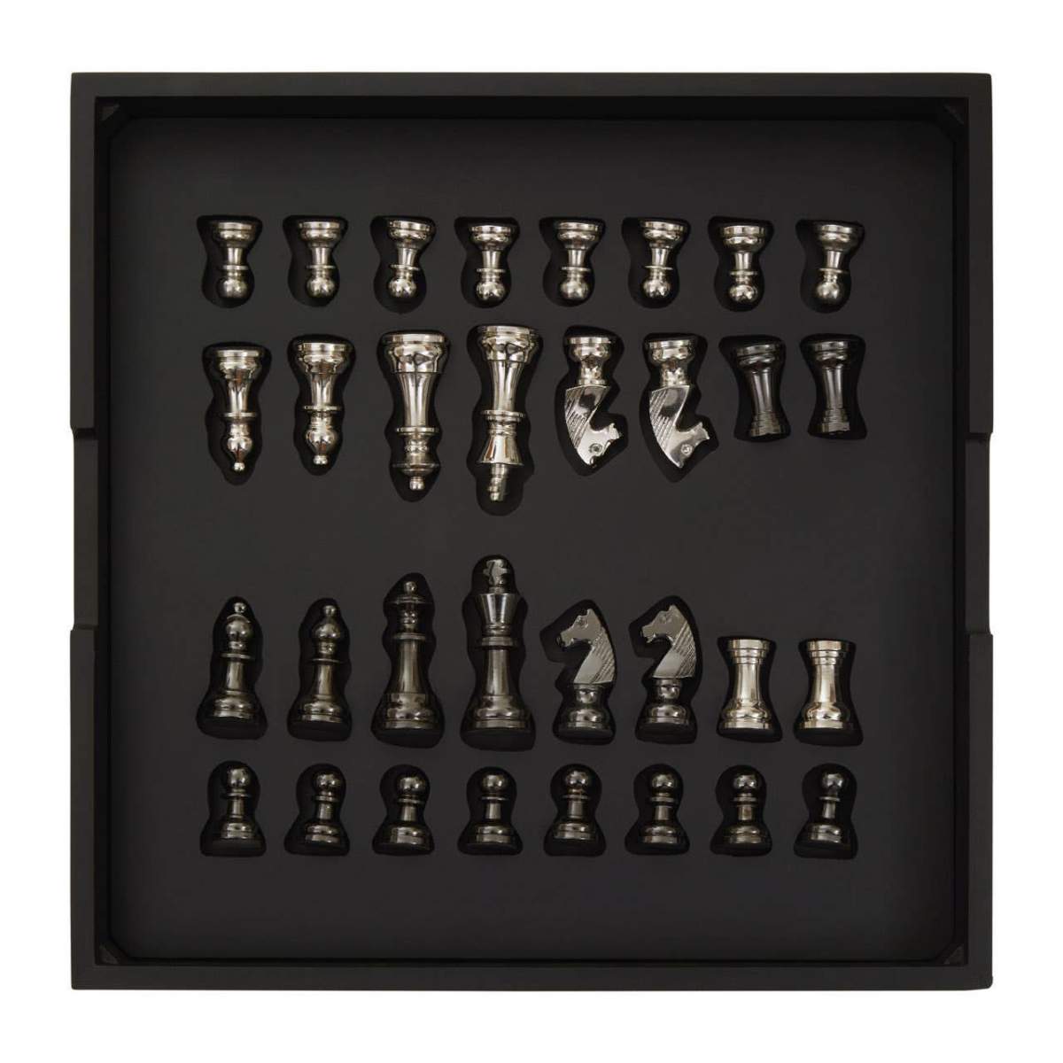Beaumonde Home Churchill Games Black and Silver Chess Set