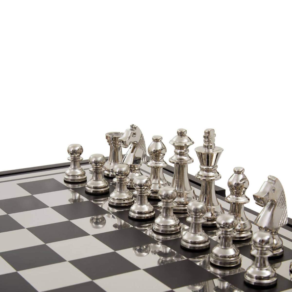 Beaumonde Home Churchill Games Black and Silver Chess Set